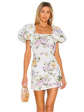 LoveShackFancy Minerva Floral Puff Sleeve Mini Dress Size 0
